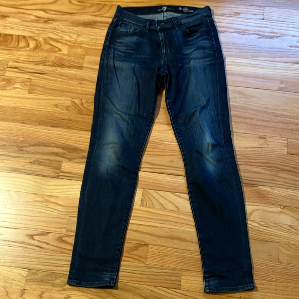 7 For All Mankind Blue Skinny Jeans with Lived-In Look